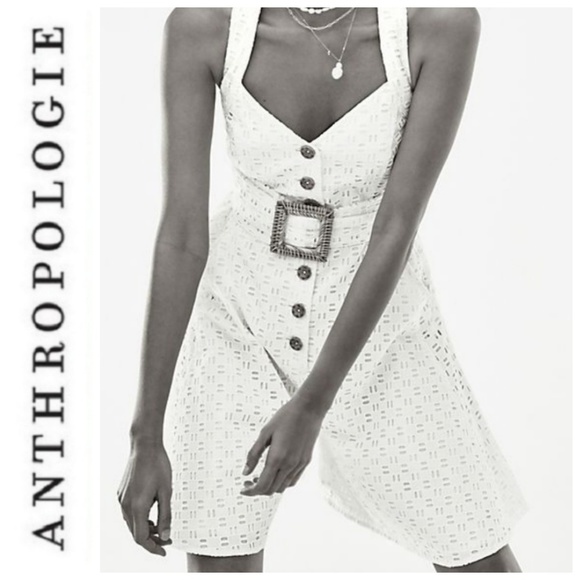 Anthropologie Pants - Anthropologie Belted Eyelet Romper Buckle Buttons